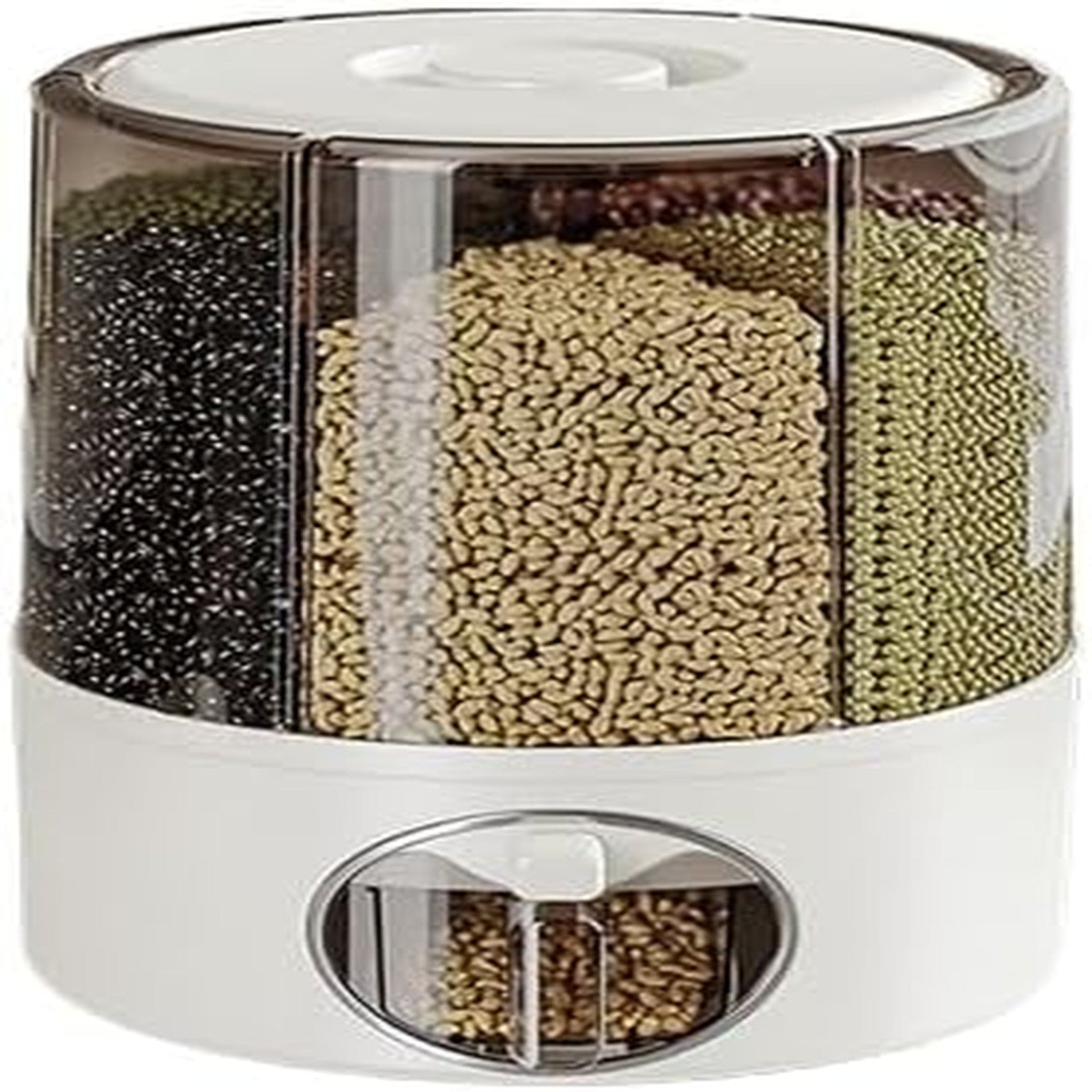 6 Grid Rotating Grain Dispenser 360° Rice Cereal Storage Container
