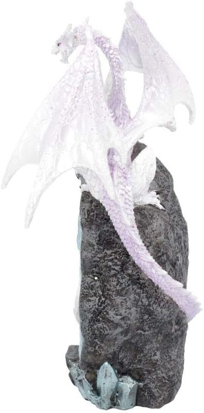 White Dragon Geode Figurine 22cm Crystal Cave Resin Ornament Fantasy Decor Gift