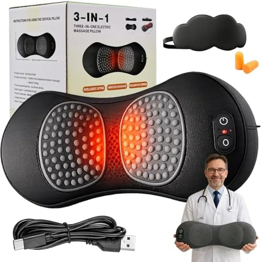 3 in 1 Back Therapy Massager Heat Vibration Traction Relief