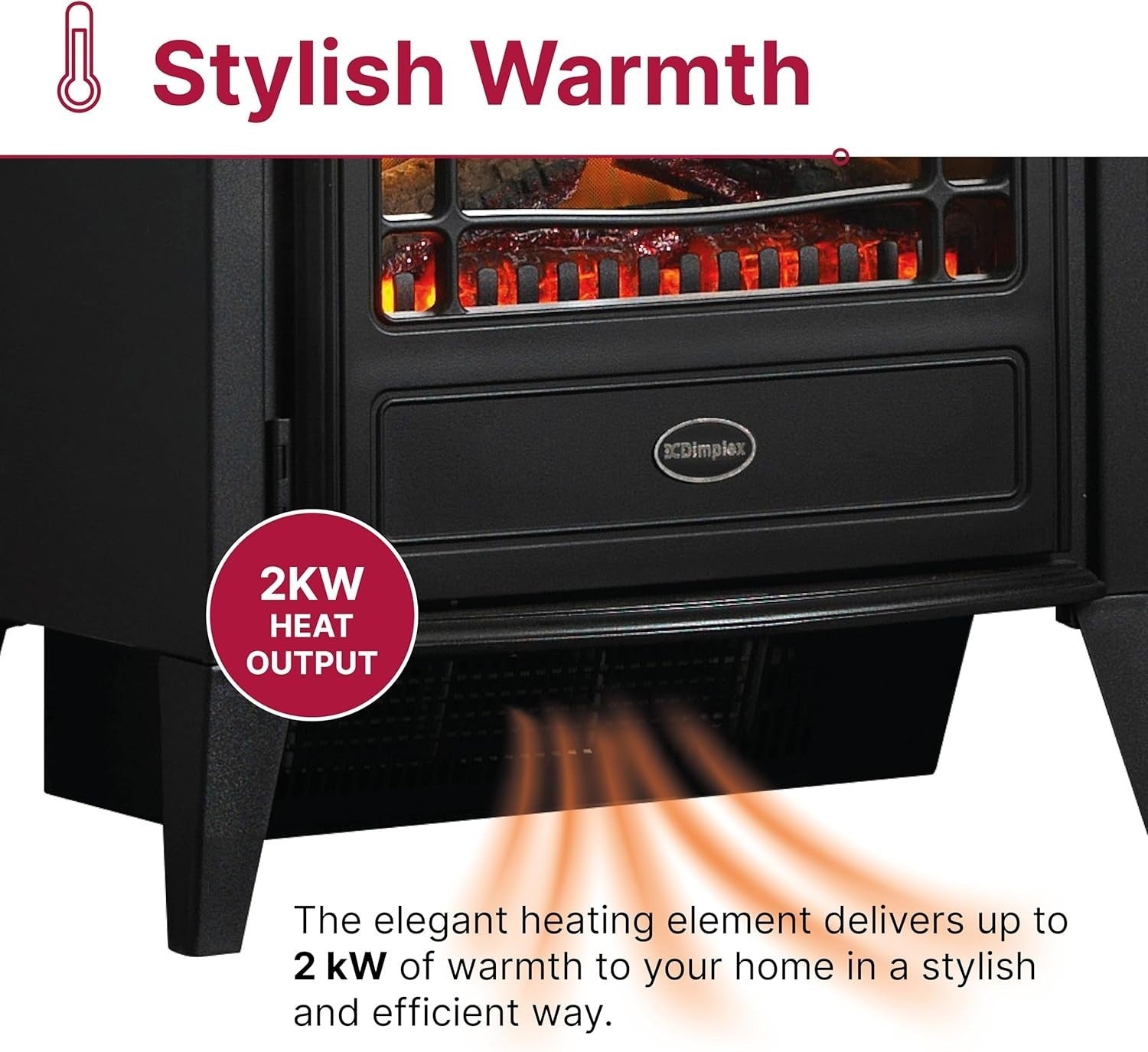 Electric Fireplace Suite Log Stove Heater 2kW Remote LED Flame Effect