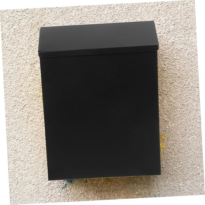 Secure Wall Mount Mailbox Black Iron Outdoor Letter Box Modern Slim Design