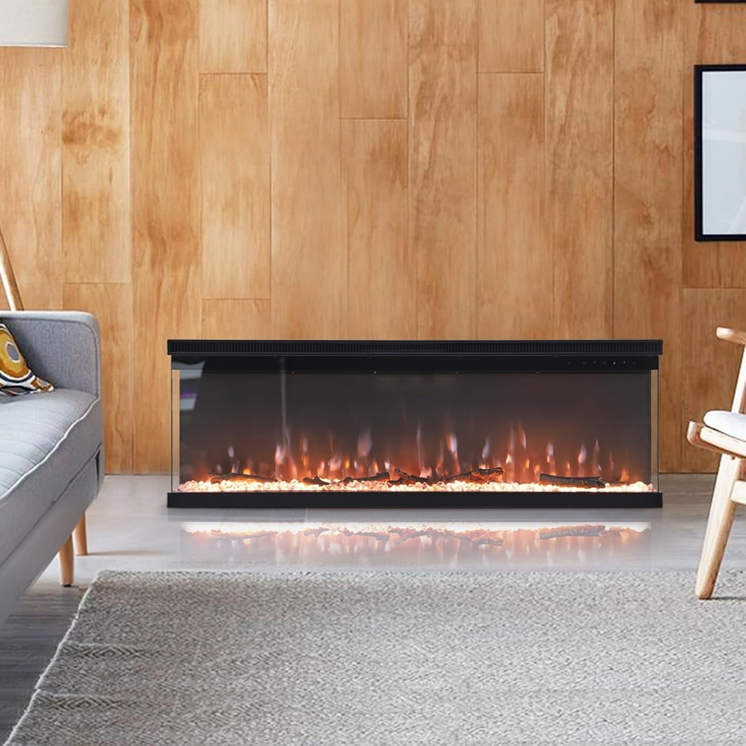 80" Wall Recessed Electric Fireplace LED Fire Heater 9 Flame Colours