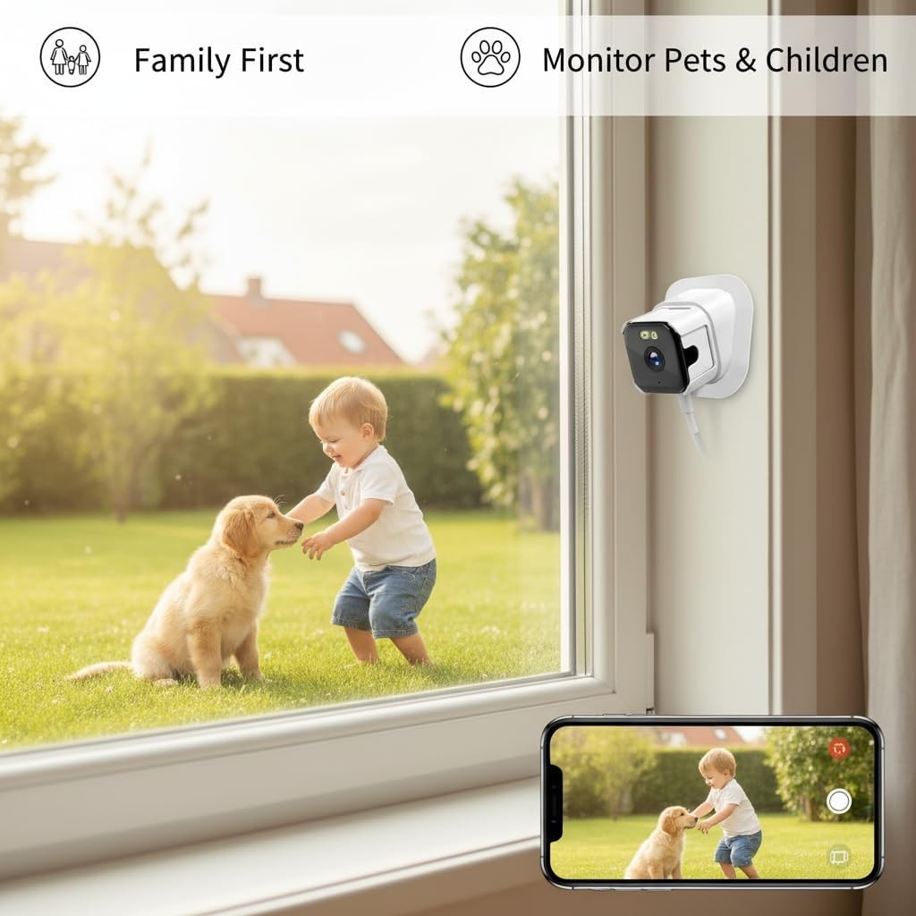 2K Window Security Camera AI Color Night Vision Dual Band WiFi CCTV