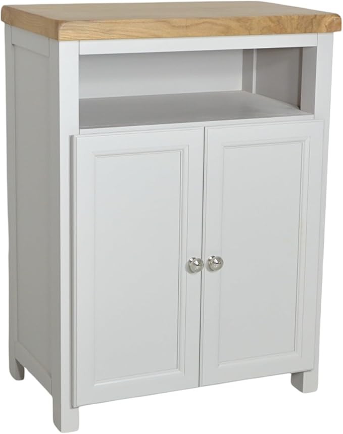 Grey Oak Storage Cabinet with Cupboard & Shelf 64x40x88cm Hallway Unit
