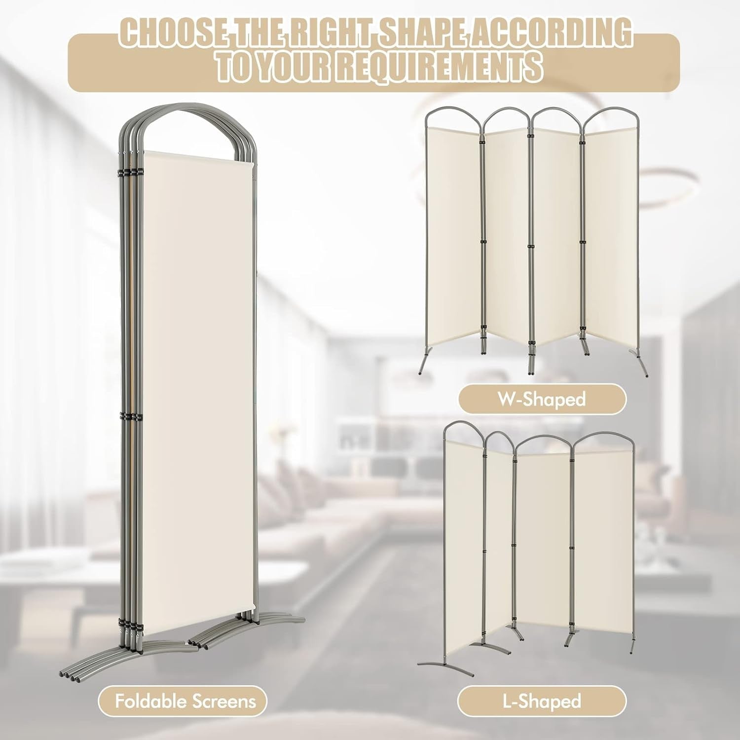 4 Panel White Folding Room Divider Freestanding Privacy Screen Partition 221x188