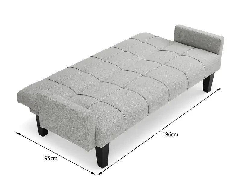 3 Seater Grey Sofa Bed Clic Clac Tufted Fabric Guest Sleeper Couch Modern