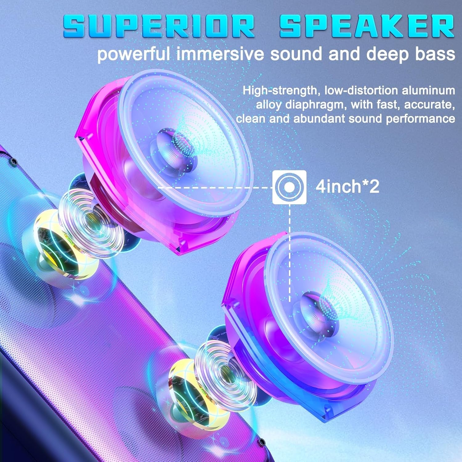Portable Karaoke Machine 2 Wireless Bluetooth PA Speaker LED