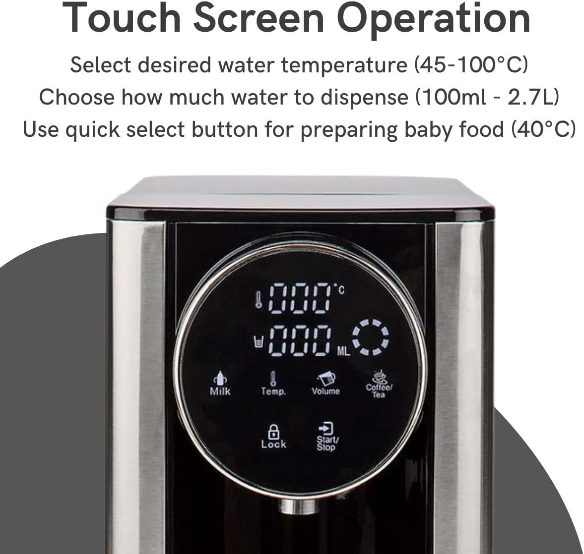 Instant Hot Water Dispenser 2.7L | 2600W Fast Boil Touch Screen Control