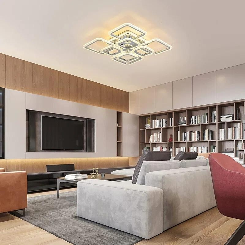 Modern LED Ceiling Light Dimmable Remote Control Flush Mount 100W Lamp