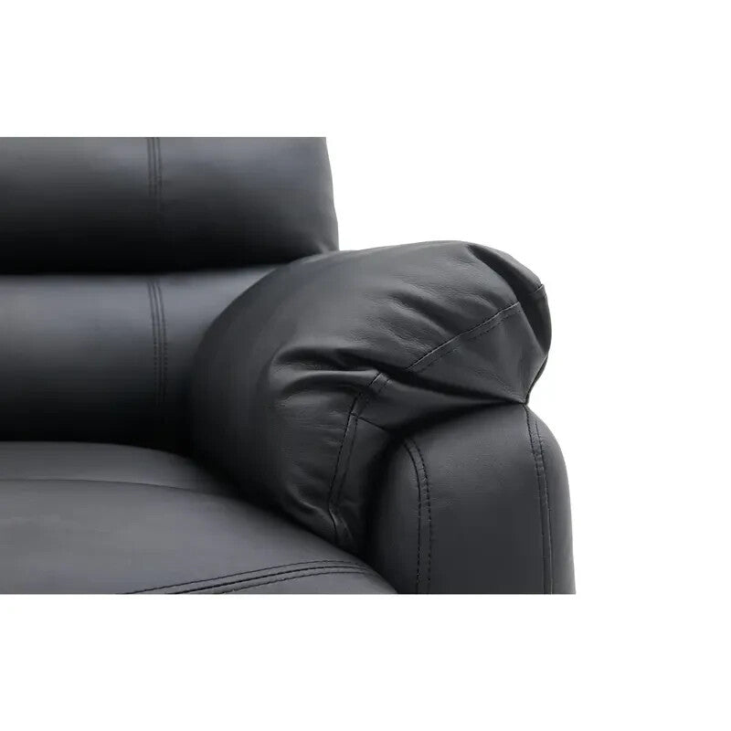 3 Seater Recliner Sofa With Chaise Black Faux Leather Left Recline Couch