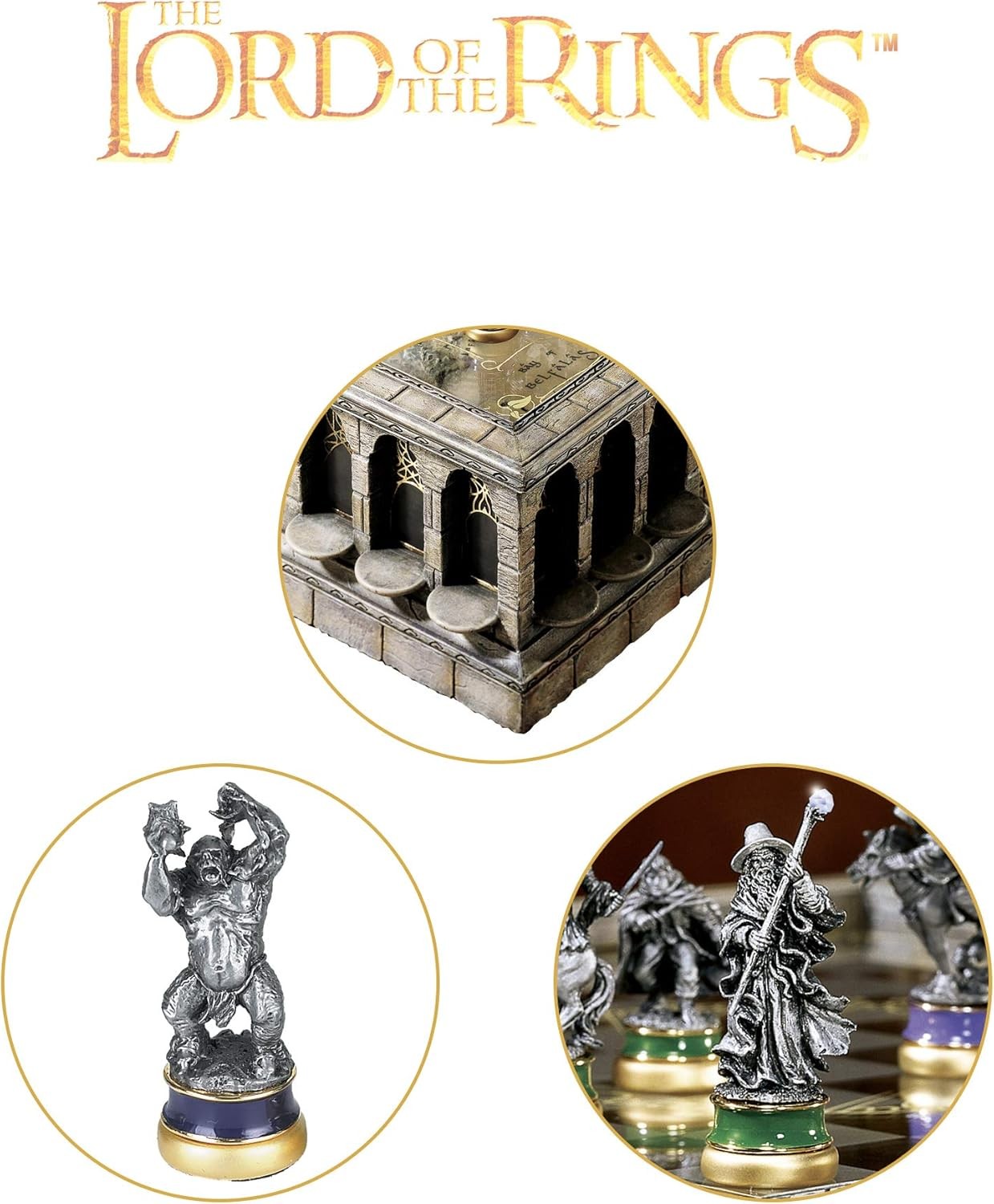 LOTR Collectible Chess Set – 32 Detailed Sculptures & Premium Display Board