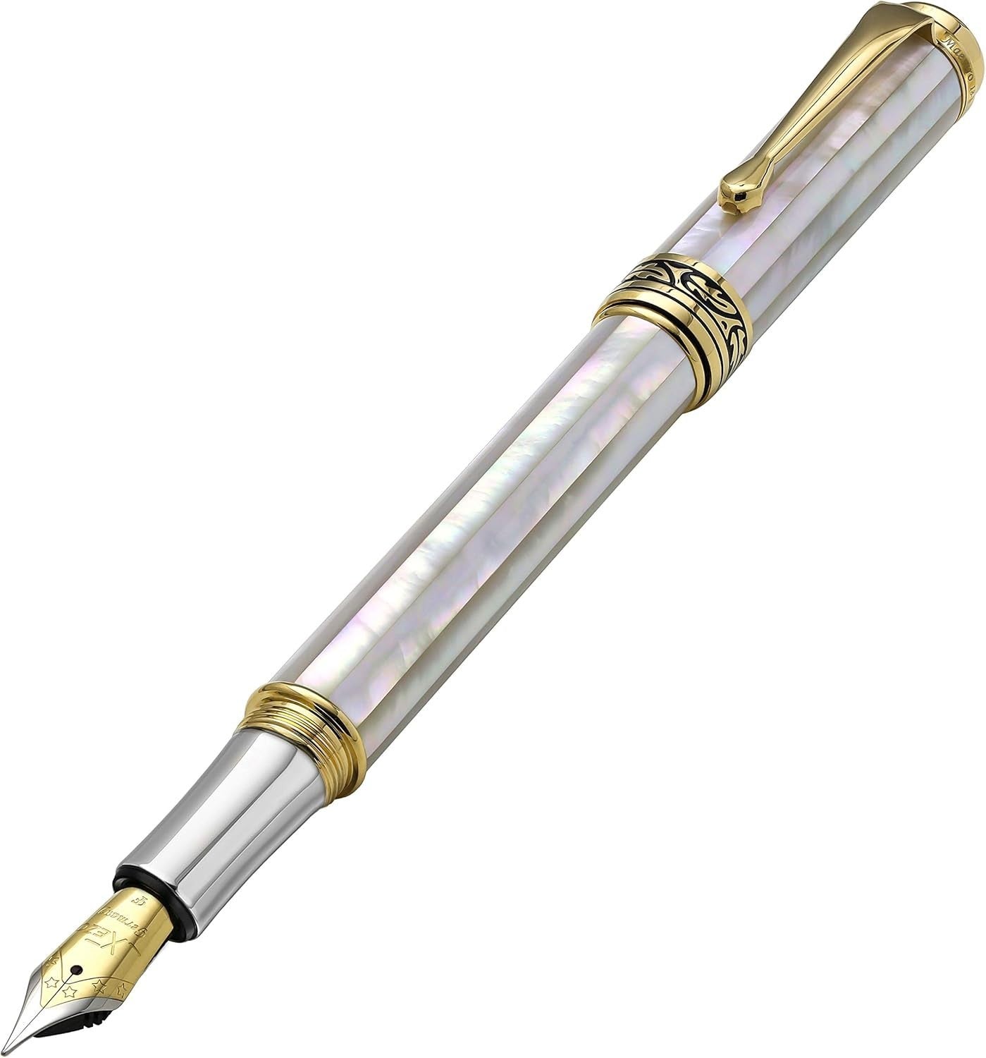 Luxury White Mother of Pearl Fountain Pen Fine Nib Refillable 145mm