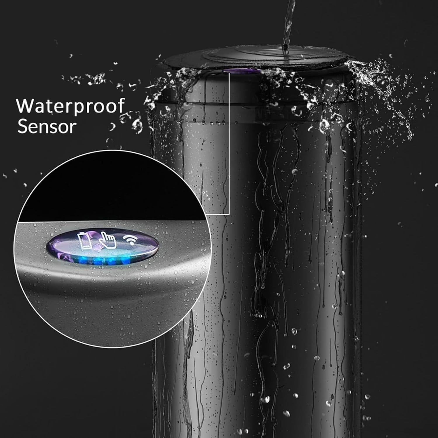 30L Motion Sensor Kitchen Bin Black Undercounter Stainless