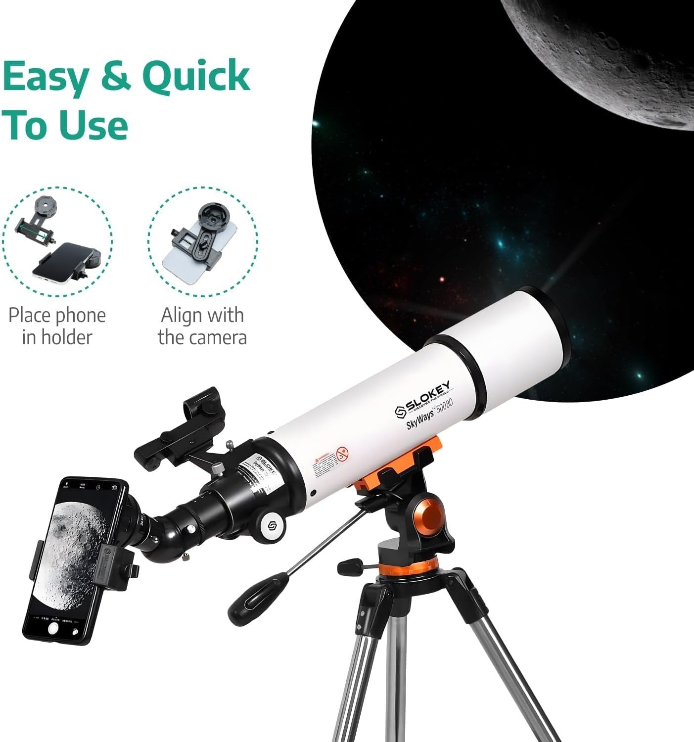 Black 20x-250x Telescope for Kids & Adults Moon, Stars, Stargazing
