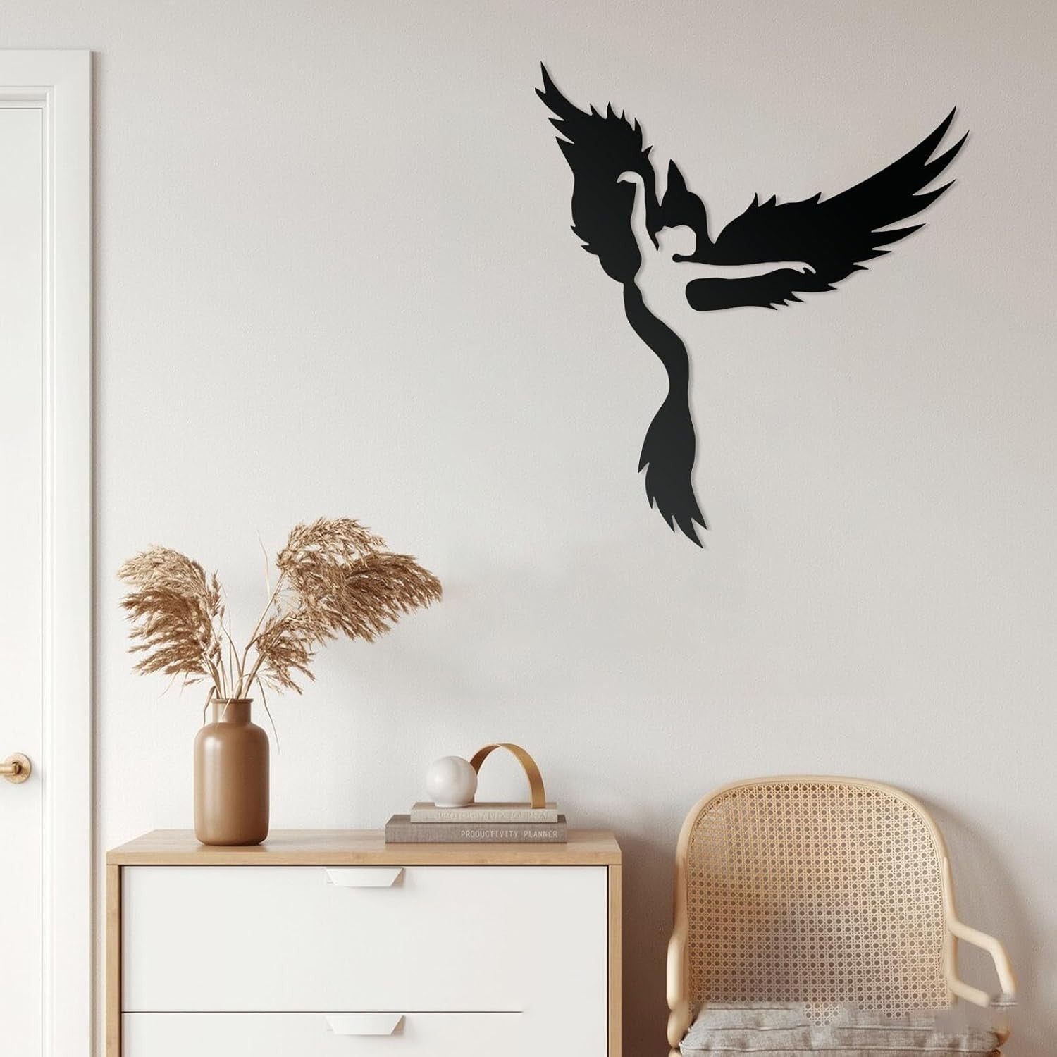 Metal Ballerina Angel Bird Wall Art Silhouette