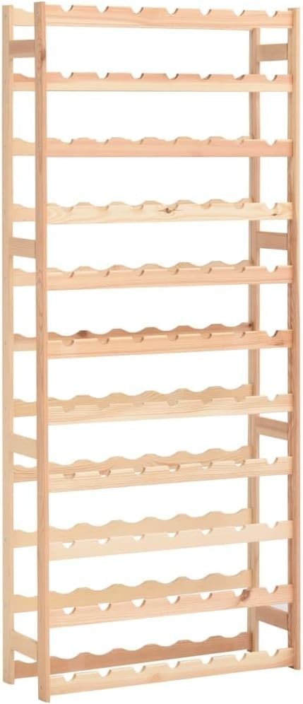 77-Bottle Wooden Wine Rack Freestanding Storage Shelf Solid Pine Large Capacity