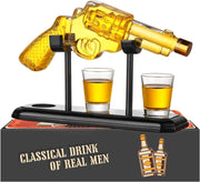 Revolver Whiskey Decanter Set with Shot Glasses 275ml Novelty Gift for Men Bar