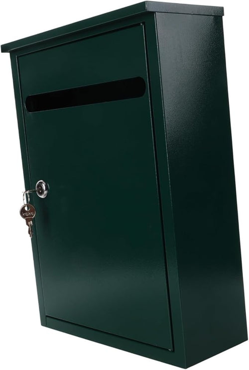 Lockable Wall Mount Mailbox Green Iron Complaint Suggestion Box Outdoor Secure