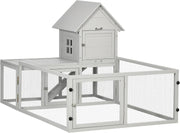 Large Outdoor Rabbit Hutch with Run Wooden Cage Easy Clean Weatherproof