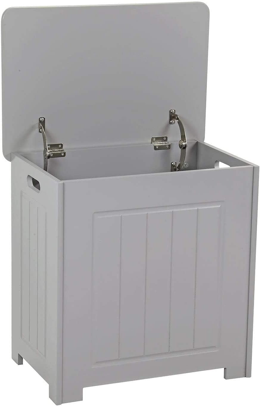 Wooden Laundry Cabinet Chest Basket Storage Hamper Bathroom Bin Grey