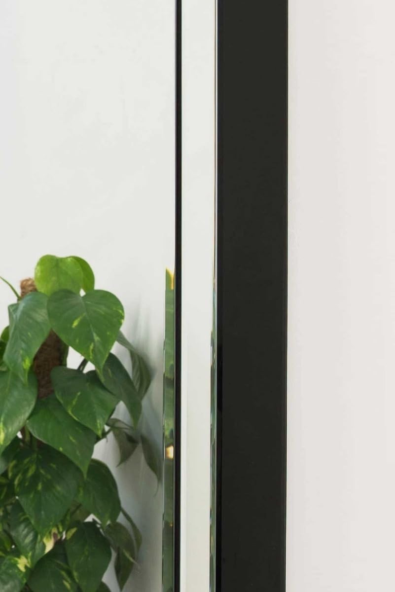 Large Black Double Bevelled Glass Wall Mirror 144x115.5cm Elegant