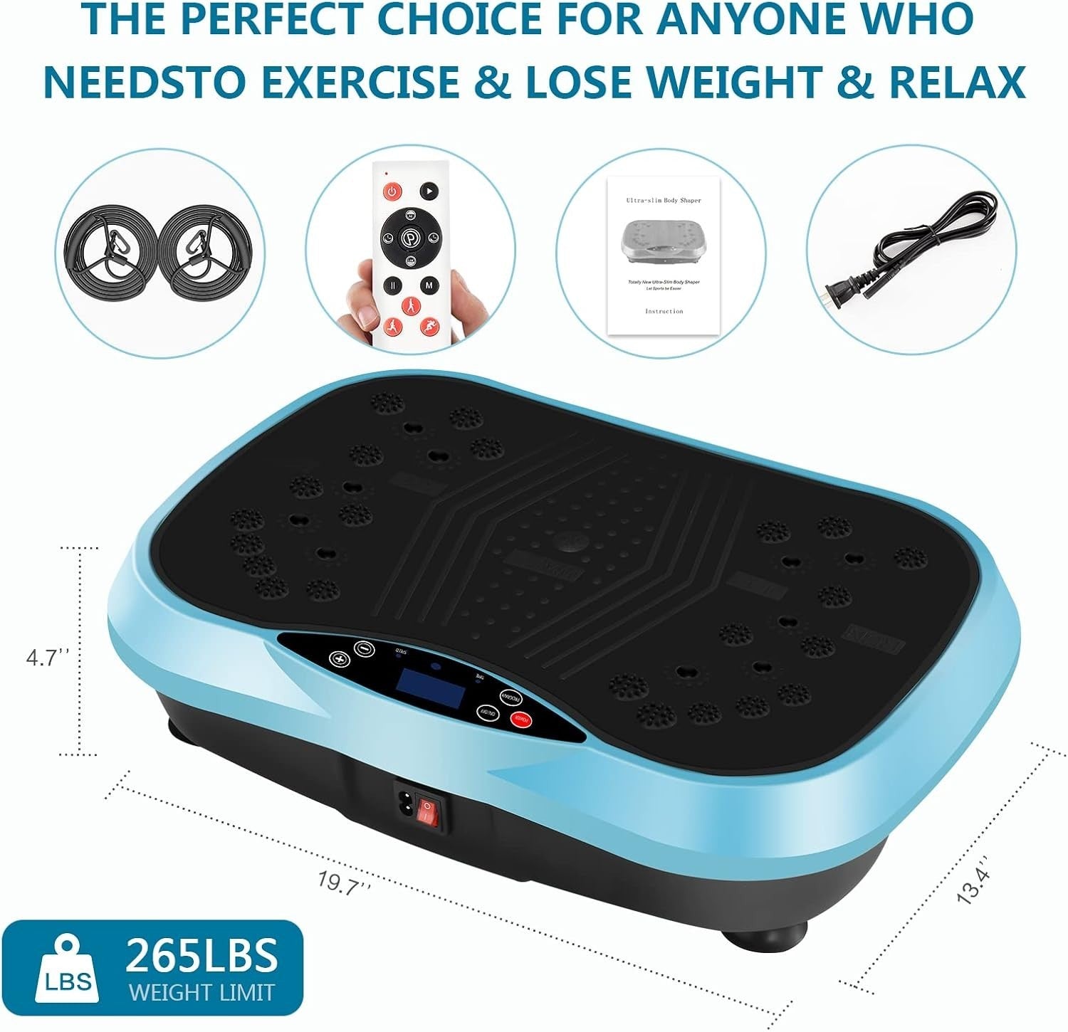 Vibration Plate Exercise Machine Full Body Workout 120 Speeds Blue Black Gold