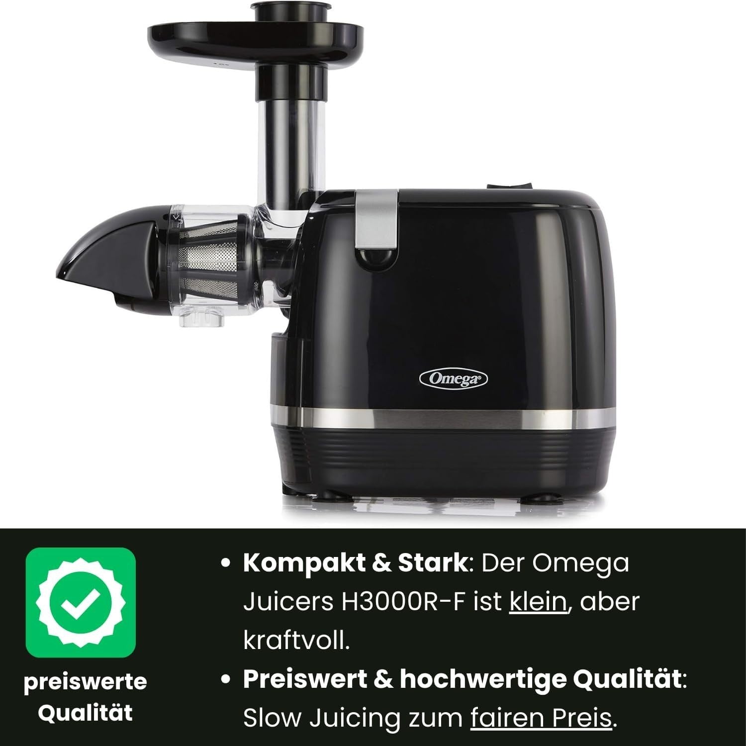 Quiet Cold Press Slow Juicer Compact Masticating High Nutrition Black