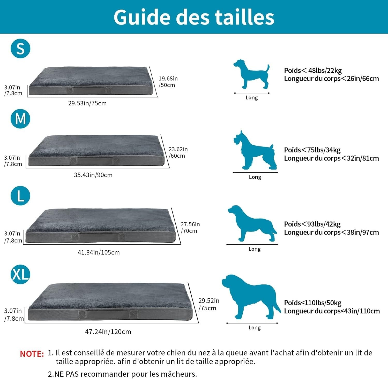 XL Waterproof Orthopedic Dog Bed 120x75x7.5cm Washable