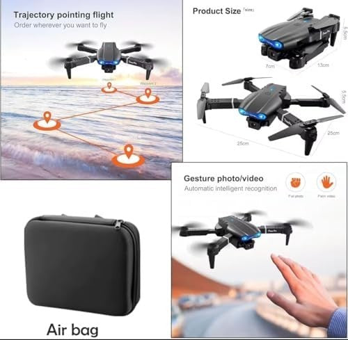 Foldable 1080P Dual Camera Drone w/ Live Video 2 Batteries Carry Case RC Quad