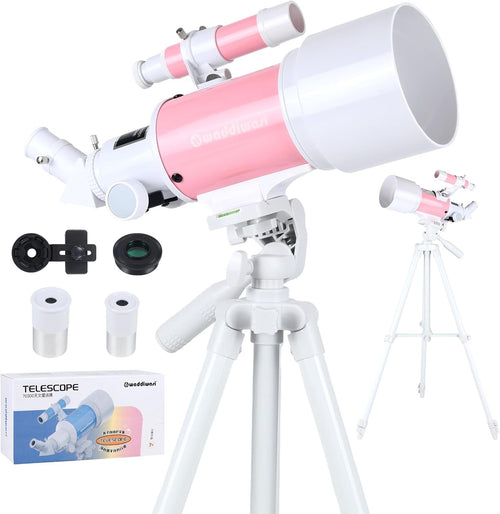 70mm Beginner Telescope for Kids with Tripod & Finder Scope, Pink