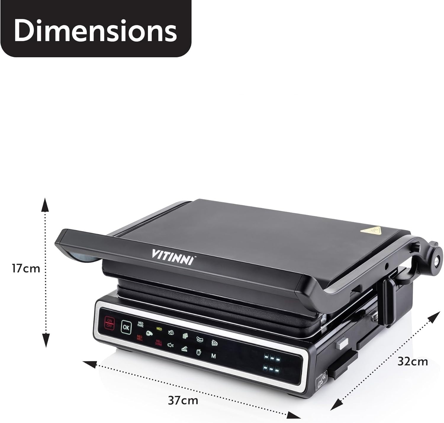 Electric Grill Panini Press Toastie Maker 12 Pre-Set Functions Dual Control
