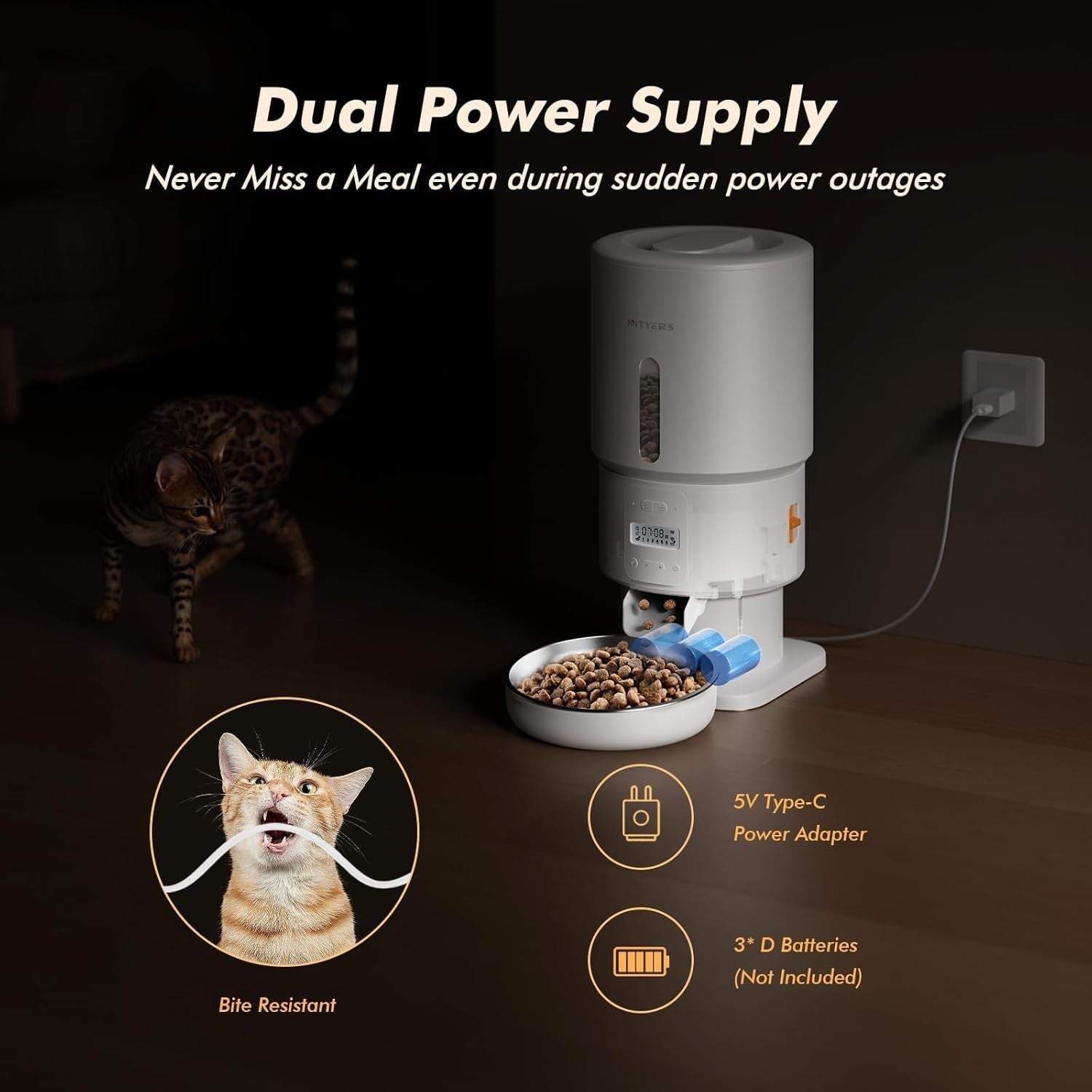 Automatic Cat Feeder 5L Timed Food Dispenser 6 Meals Voice Recorder