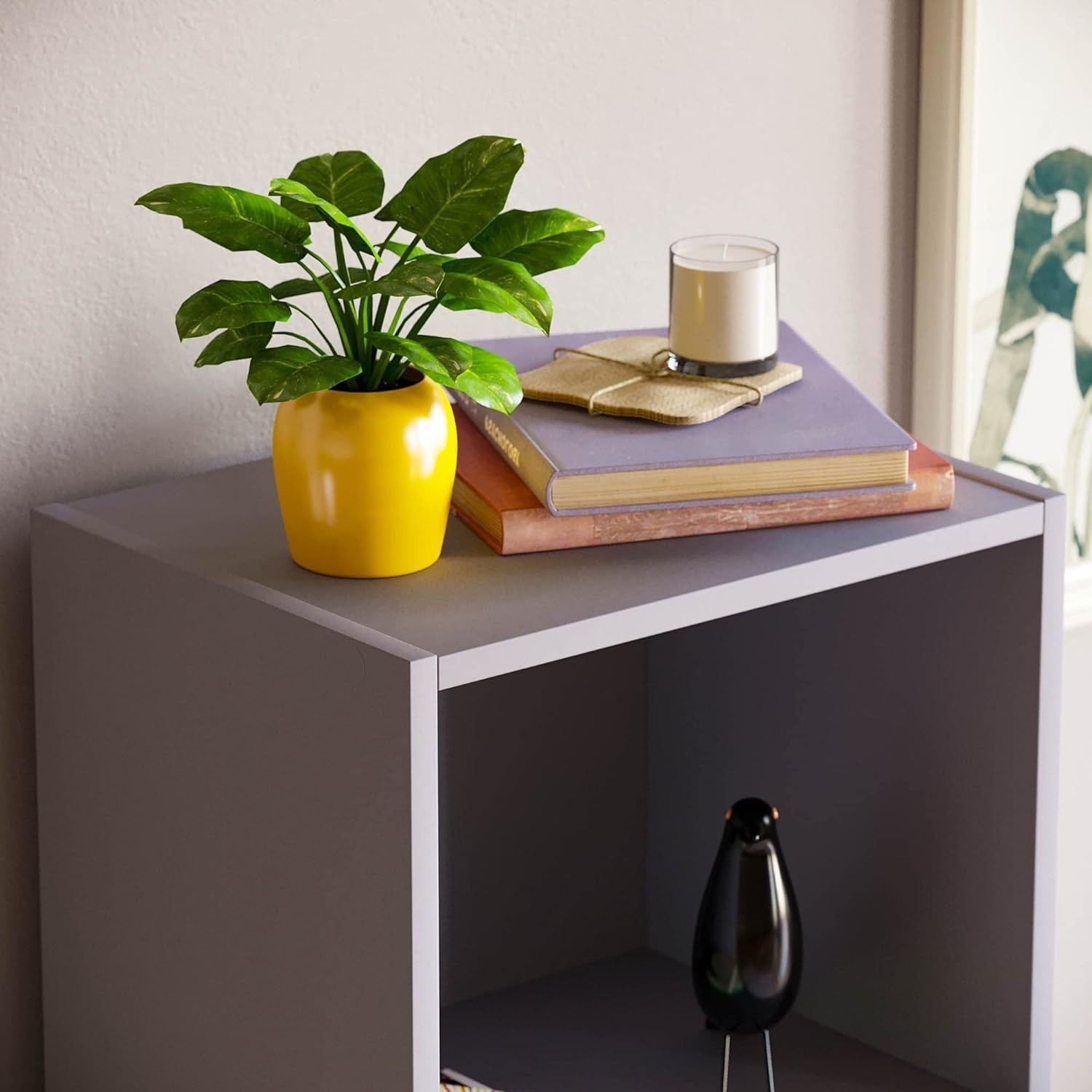 5 Tier Grey Wooden Cube Bookcase Small Storage Shelf for Living Room Office