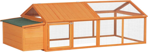 Large Wooden Chicken Run with Nest Box Open Roof Outdoor Coop 4–8 Hens