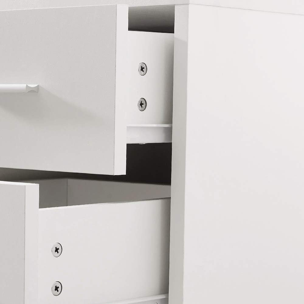 White Sideboard Cabinet with Drawers & Doors Modern Storage Cupboard 100cm