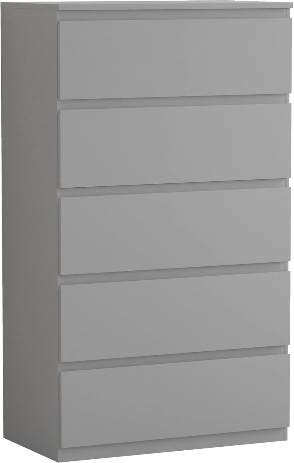 Grey 5 Drawer Chest Modern Storage Unit Tall Slim Bedroom Cabinet