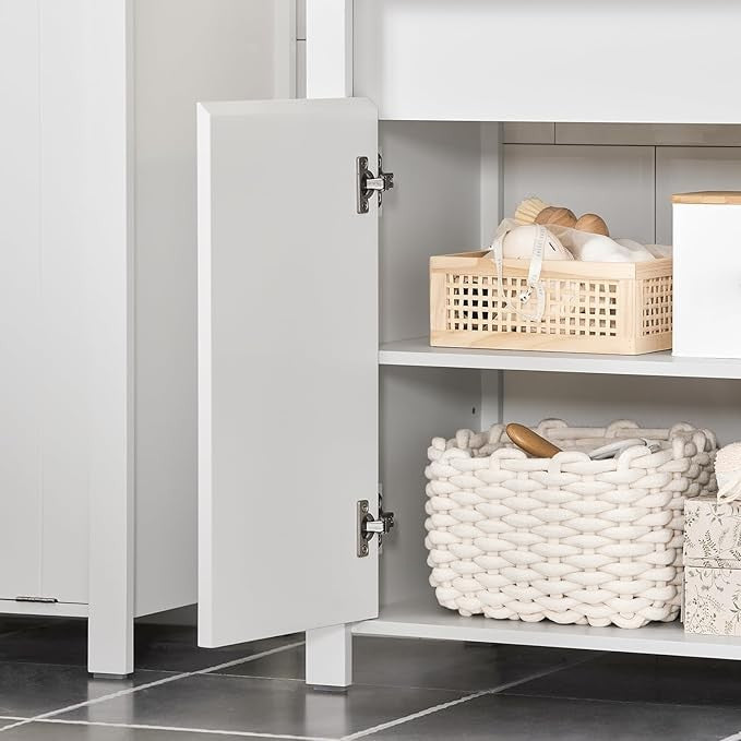 White Under Sink Bathroom Cabinet 60x65.5x34cm Storage Cupboard with Doors