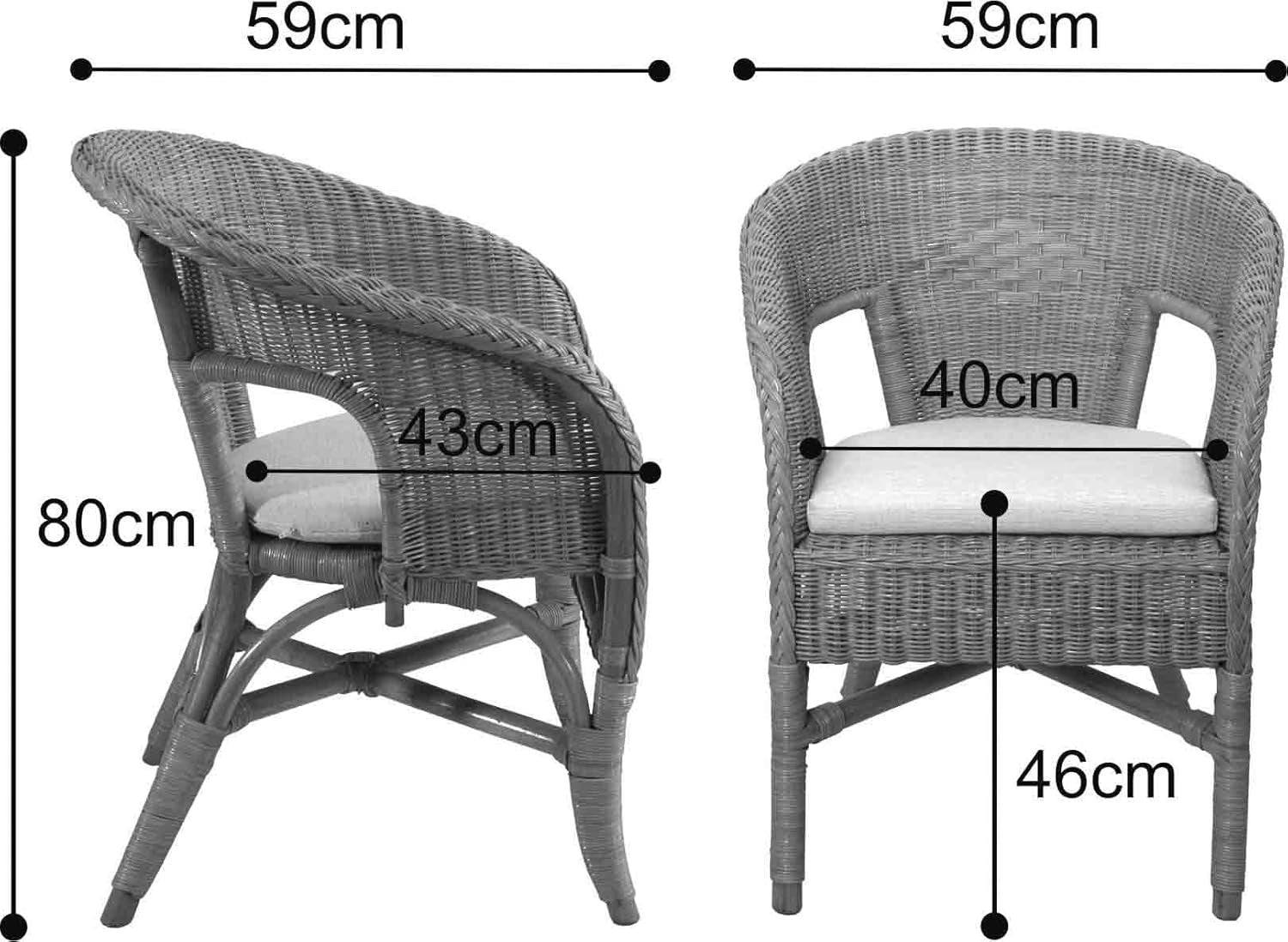 White Rattan Armchair with Cushion Stacking Wicker Lounge Chair Indoor Outdoor