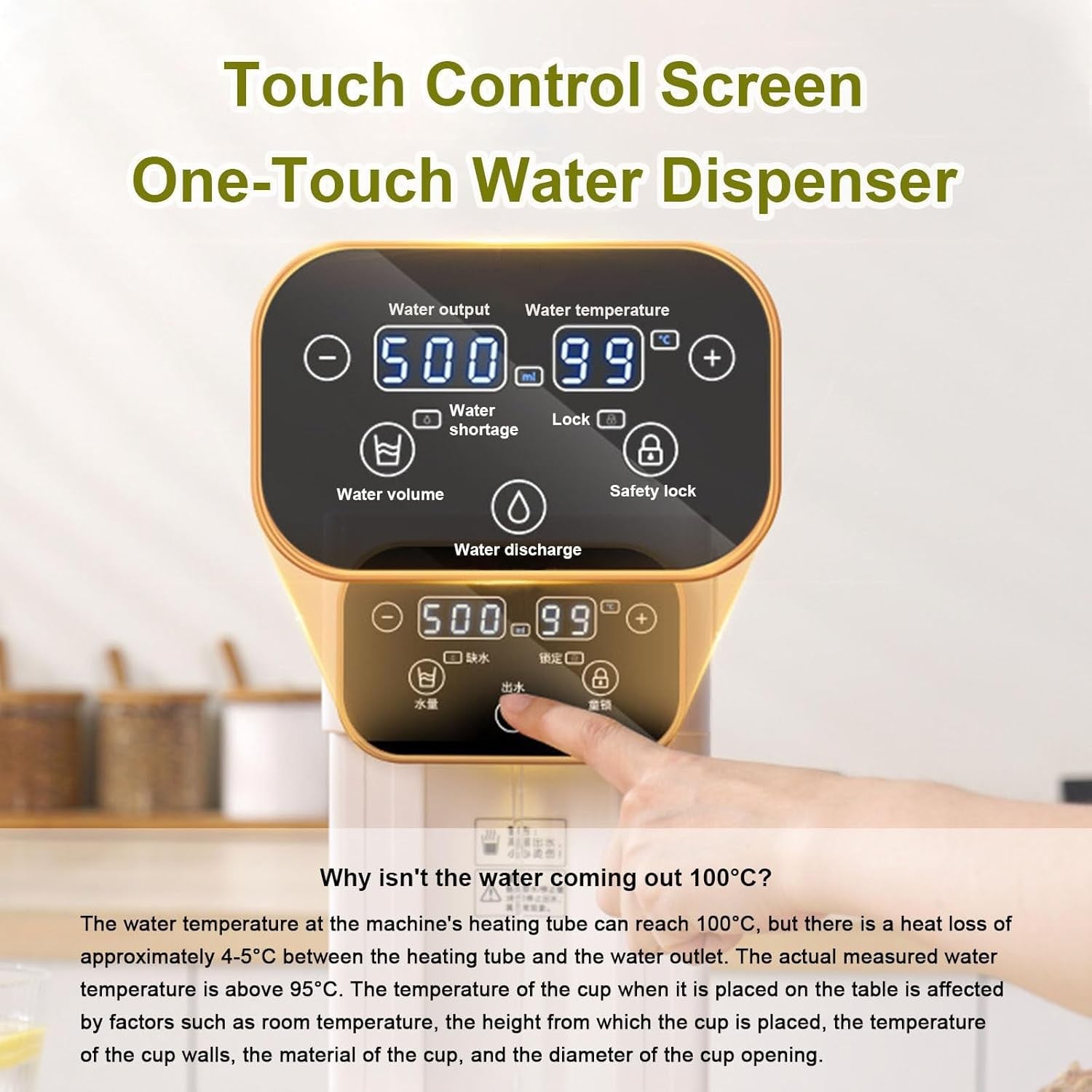 Instant Hot Water Dispenser 3L Touch Control 12 Temp Cup Size Child Lock