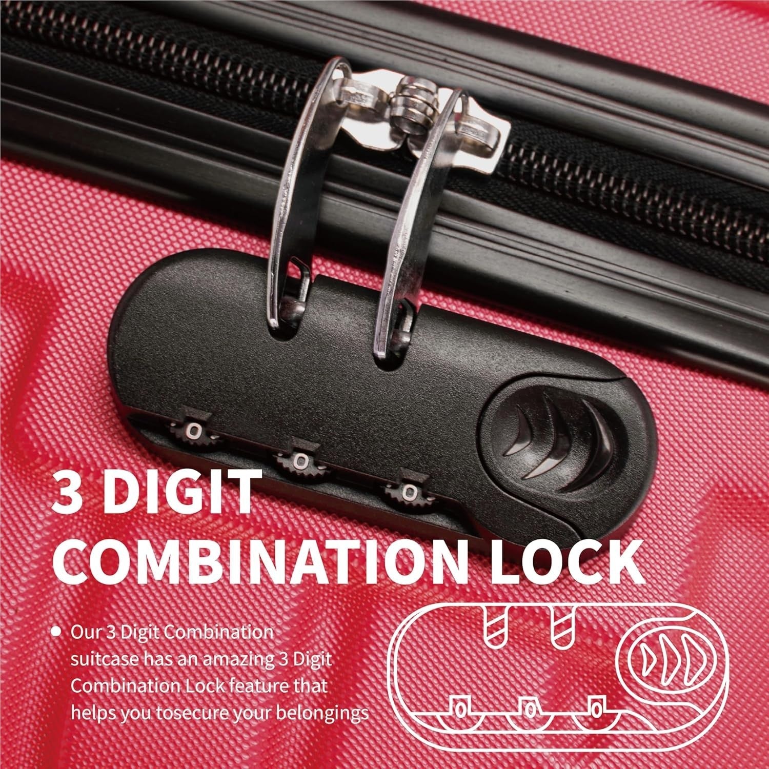 29 Inch Large Suitcase Lightweight Hardshell 4 Wheel Check In Lock