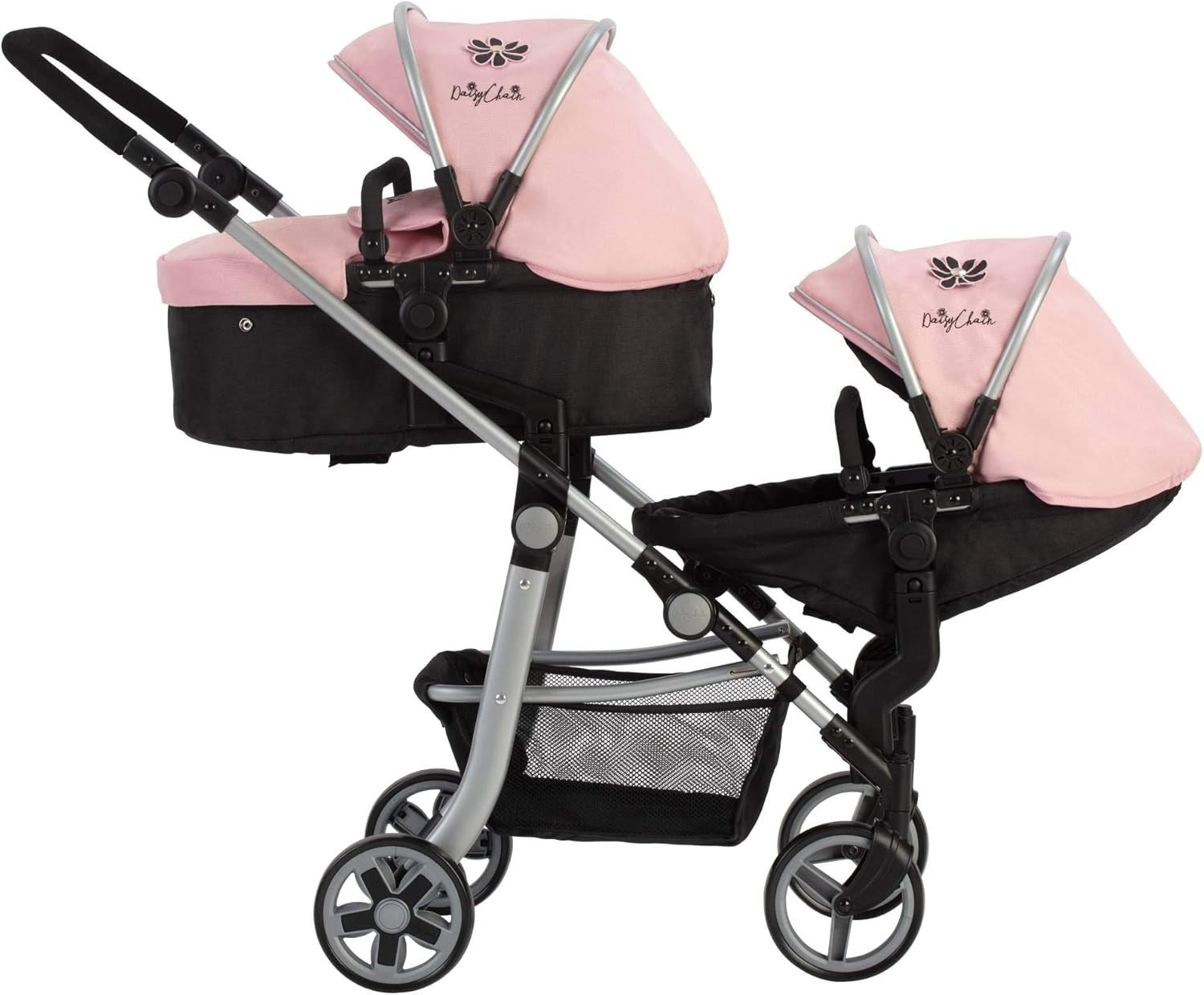 Extra Large Double Dolls Pram 95cm Adjustable Handle, Toy Pushchair 7–13+