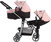 Extra Large Double Dolls Pram 95cm Adjustable Handle, Toy Pushchair 7–13+