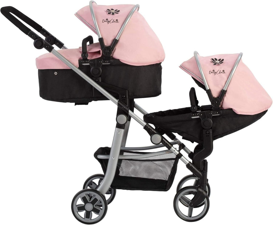Extra Large Double Dolls Pram 95cm Adjustable Handle, Toy Pushchair 7–13+