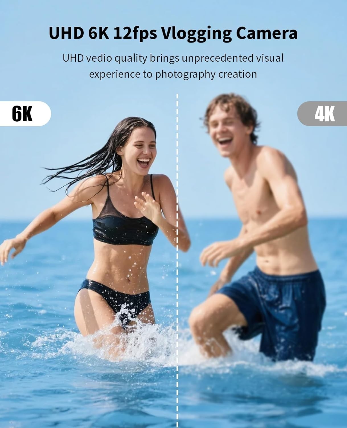75MP 6K Digital Camera 8X Optical Zoom Flip Screen Vlogging Kit Tripod
