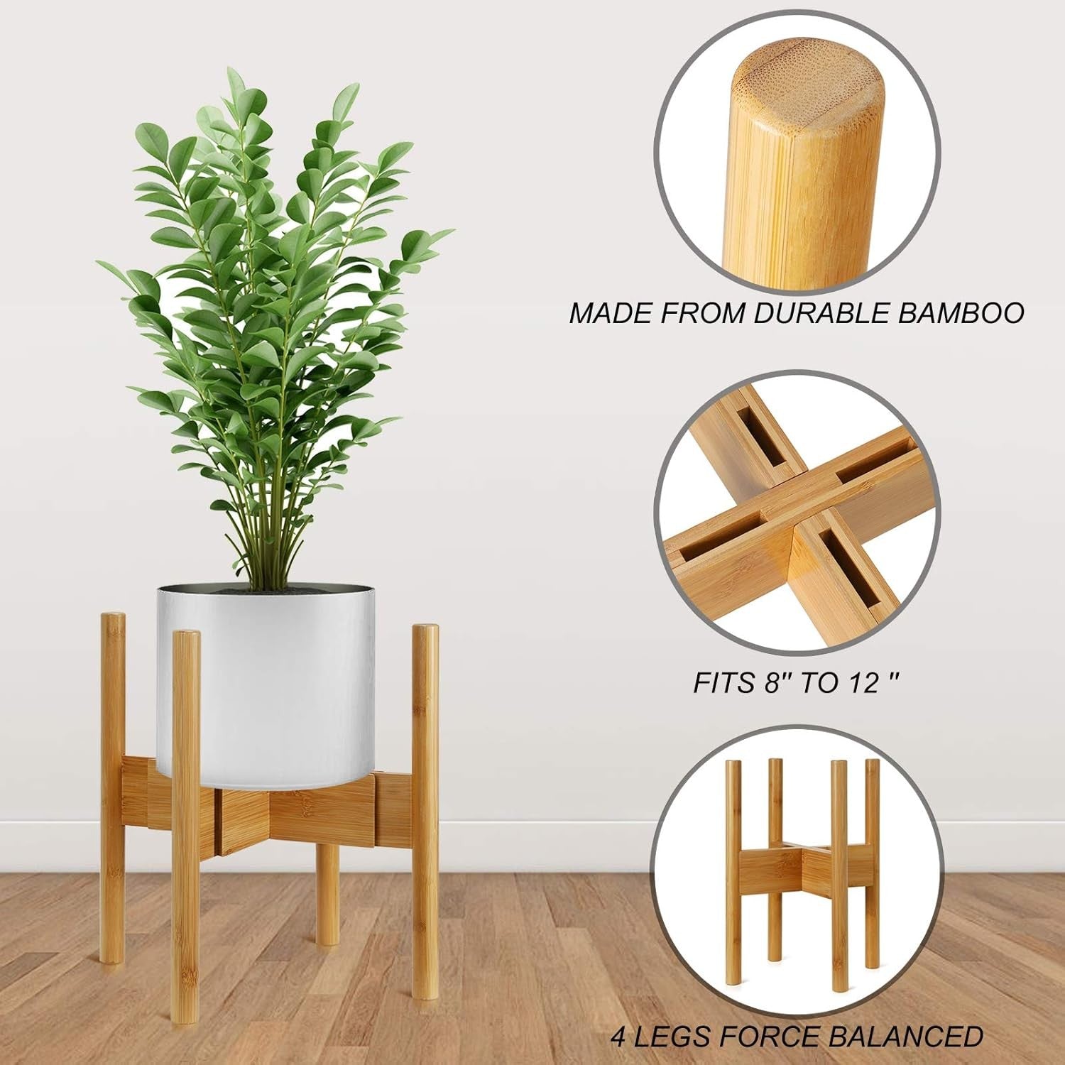 2 Set Adjustable Bamboo Plant Stand | Expandable Indoor Outdoor Flower Pot Holde