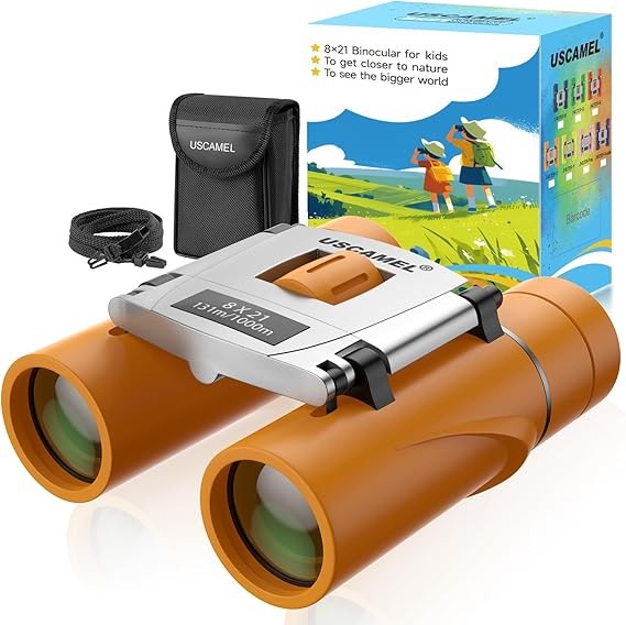 8x21 Kids Waterproof Compact Binoculars Mini Travel Bird Watching – Orange