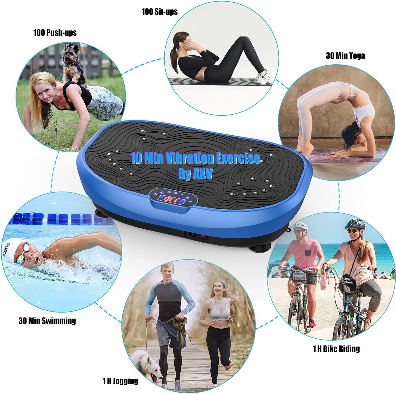 Blue Vibration Plate Exercise Machine Whole Body Workout 120 Levels