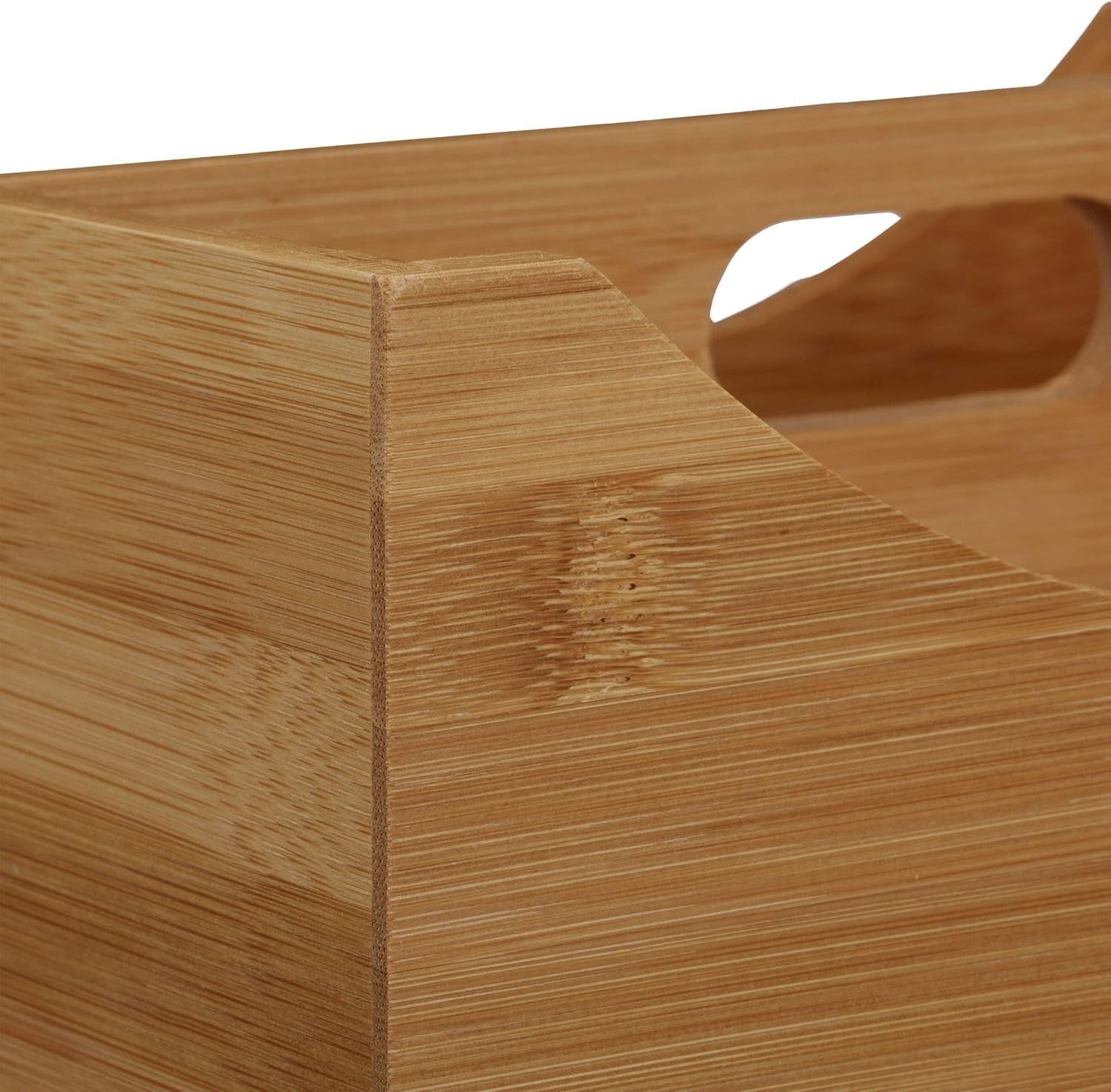 Bamboo Desk Organizer Pen Holder File Sorter | Compact Office Storage