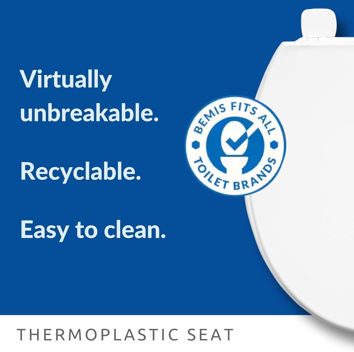 Chester White Thermoplastic Toilet Seat Non-Slip Adjustable Hinges Universal
