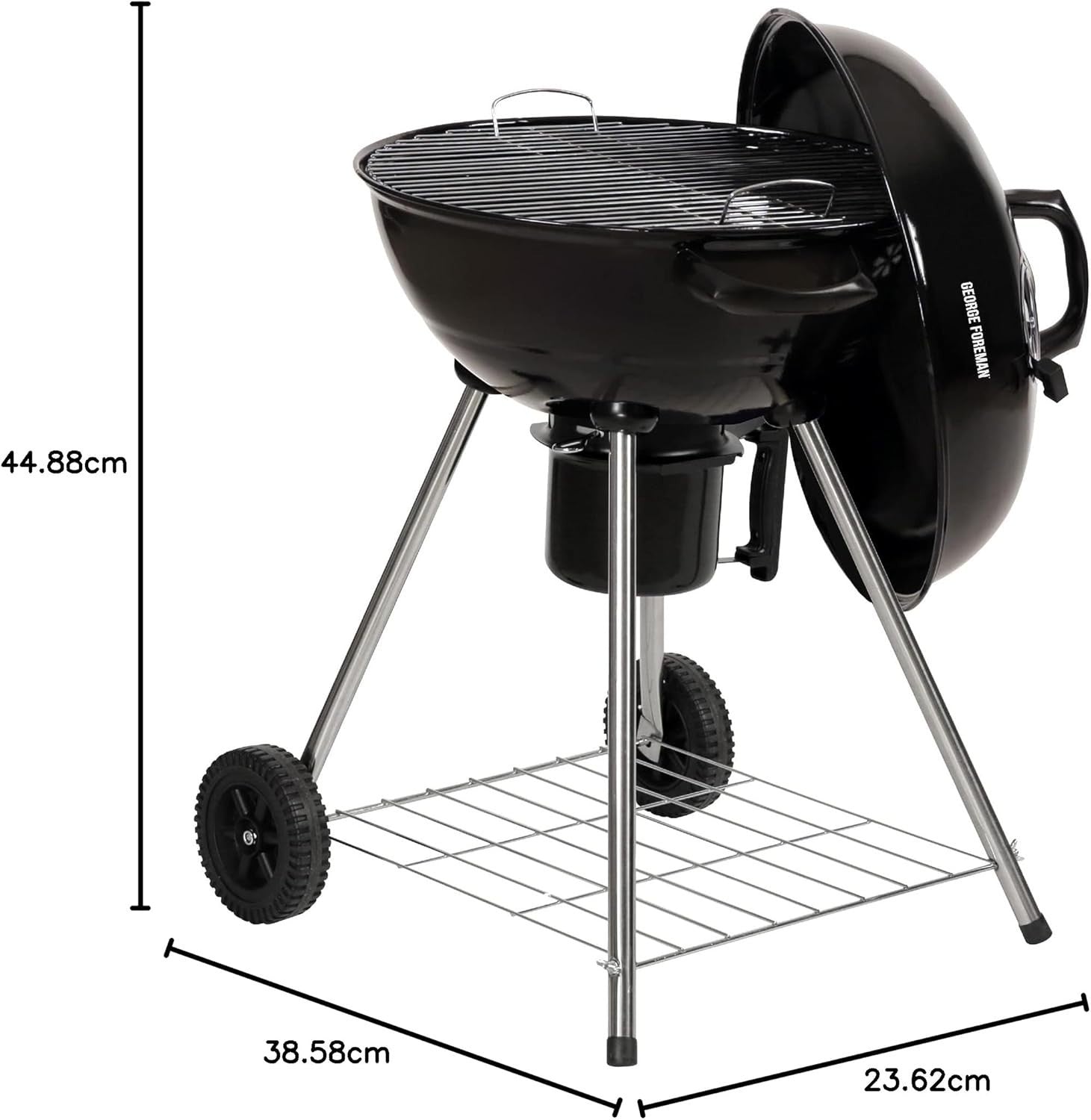 Portable Charcoal Kettle BBQ Grill 47.5cm with Thermometer & Stand